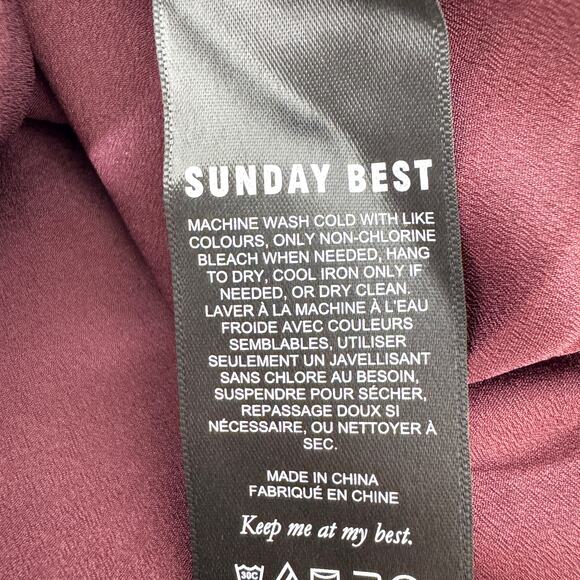 Aritzia Sunday Best Womens Spencer Mini Slip Dress Szie 8 Satin Cowl Dark Red - Picture 8 of 10